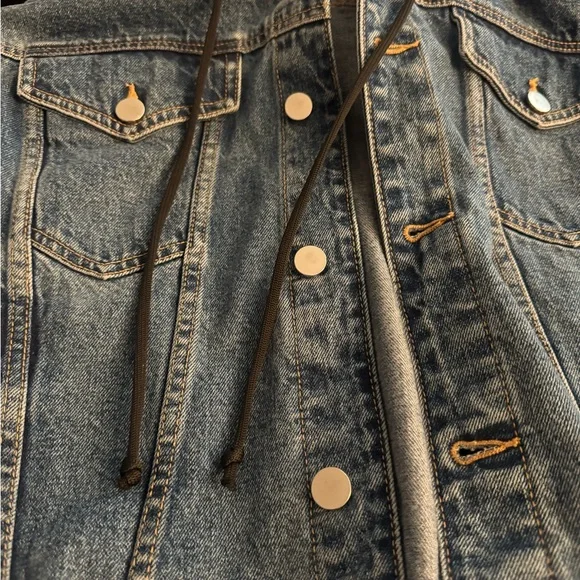 Zara Blue Denim Jacket with Black Hood - Picture 8 of 8